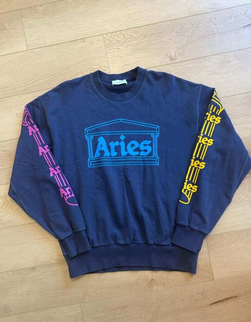 Aries Column Crew Neck Sweatshirt Navy